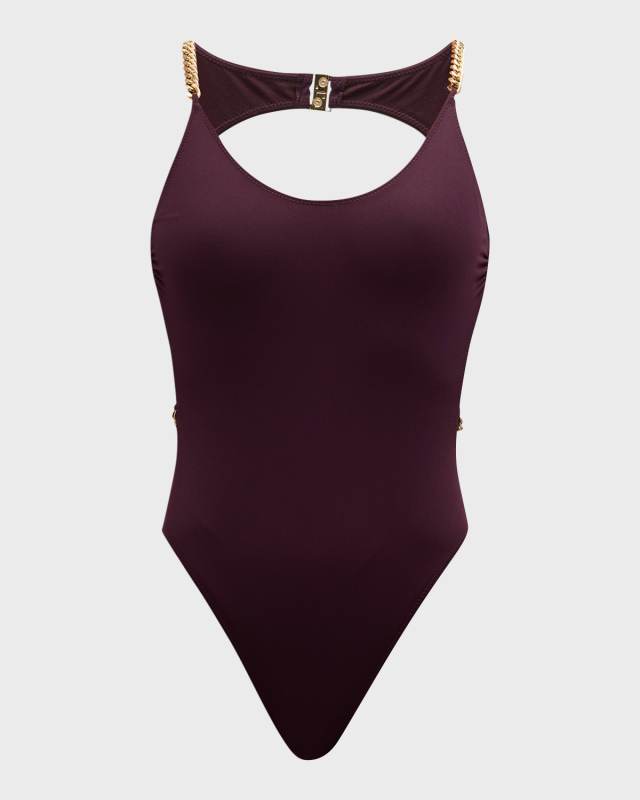 Falabella Chain Open-Back One-Piece Swimsuit